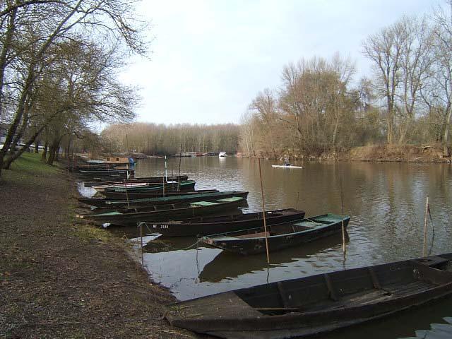 thouet1.JPG - Barques de Loire dans l'embouchure du Thouet, affluent qui se jette dans la Loire à Saint Hilaire Saint Florent (près de Saumur).