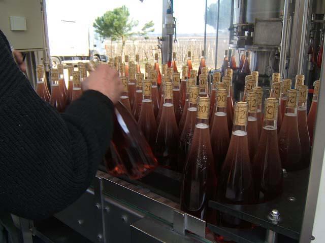 meb19.JPG - Le temps passé sur la table d'accumulation permet au bouchon de reprendre sa forme dans le goulot de la bouteille pour une meilleure étanchéité.  Les bouteilles peuvent ensuite être rangées (couchées) dans les palox.